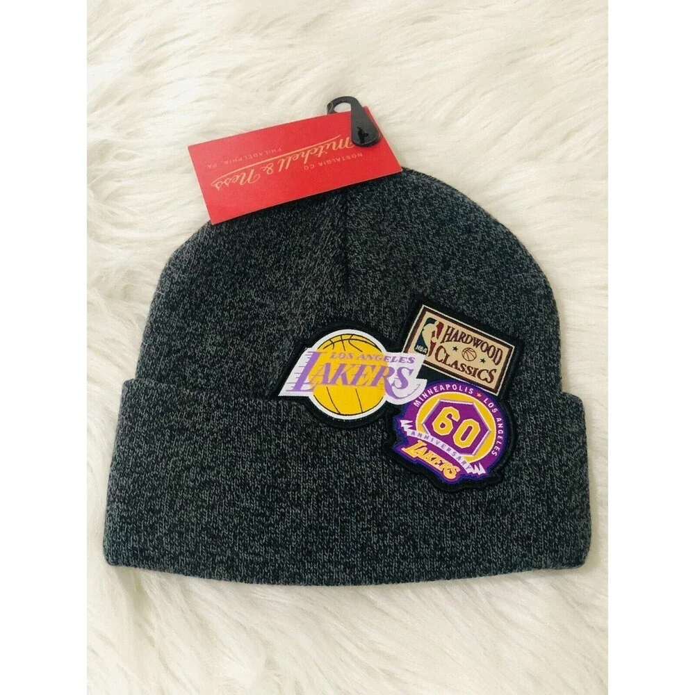 Mitchell & Ness Los Angeles‎ Lakers NBA 60th Anniversary Cuffed Beanie Hat Gray
